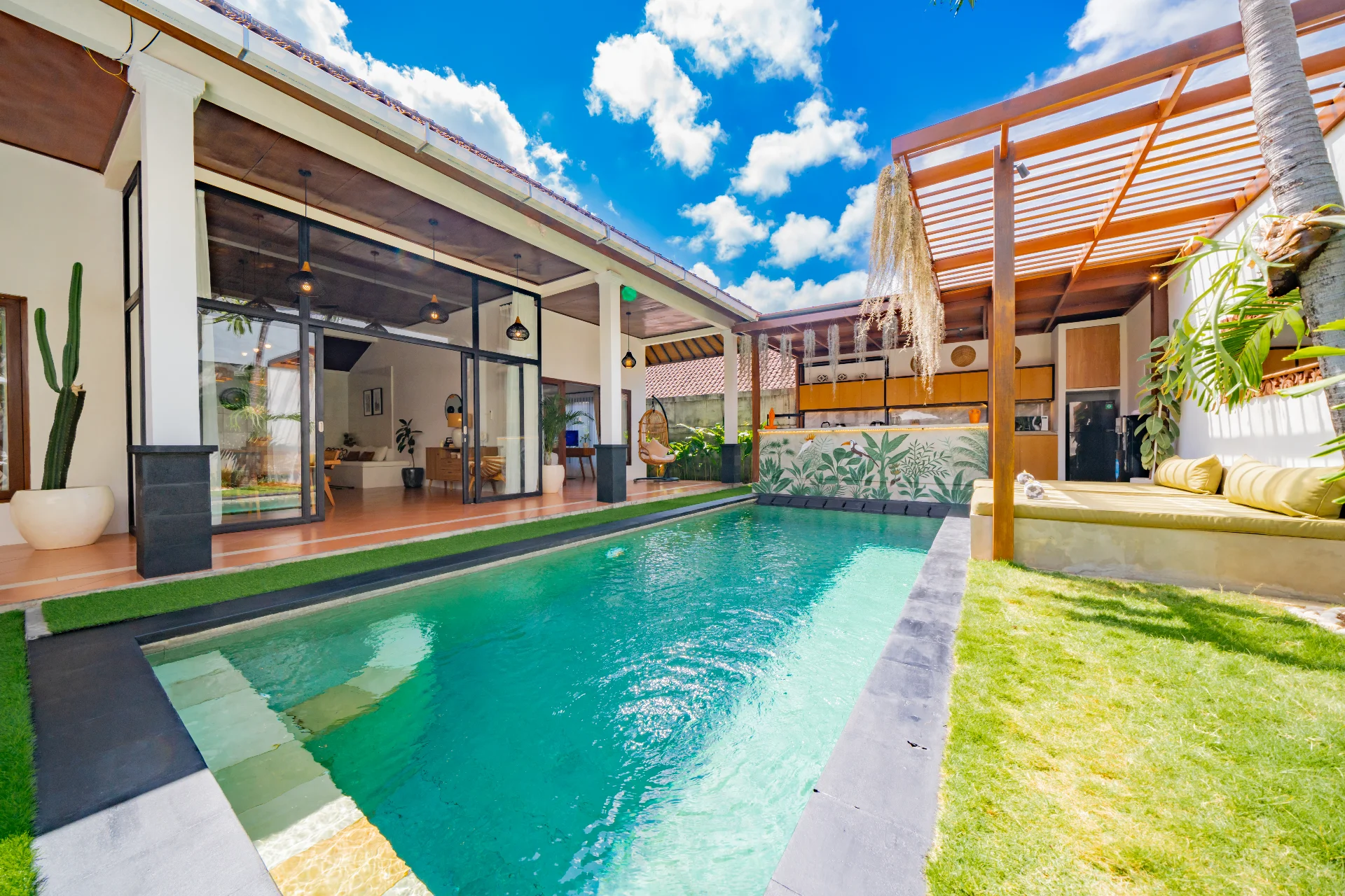 Villa terrace and pool in Bali